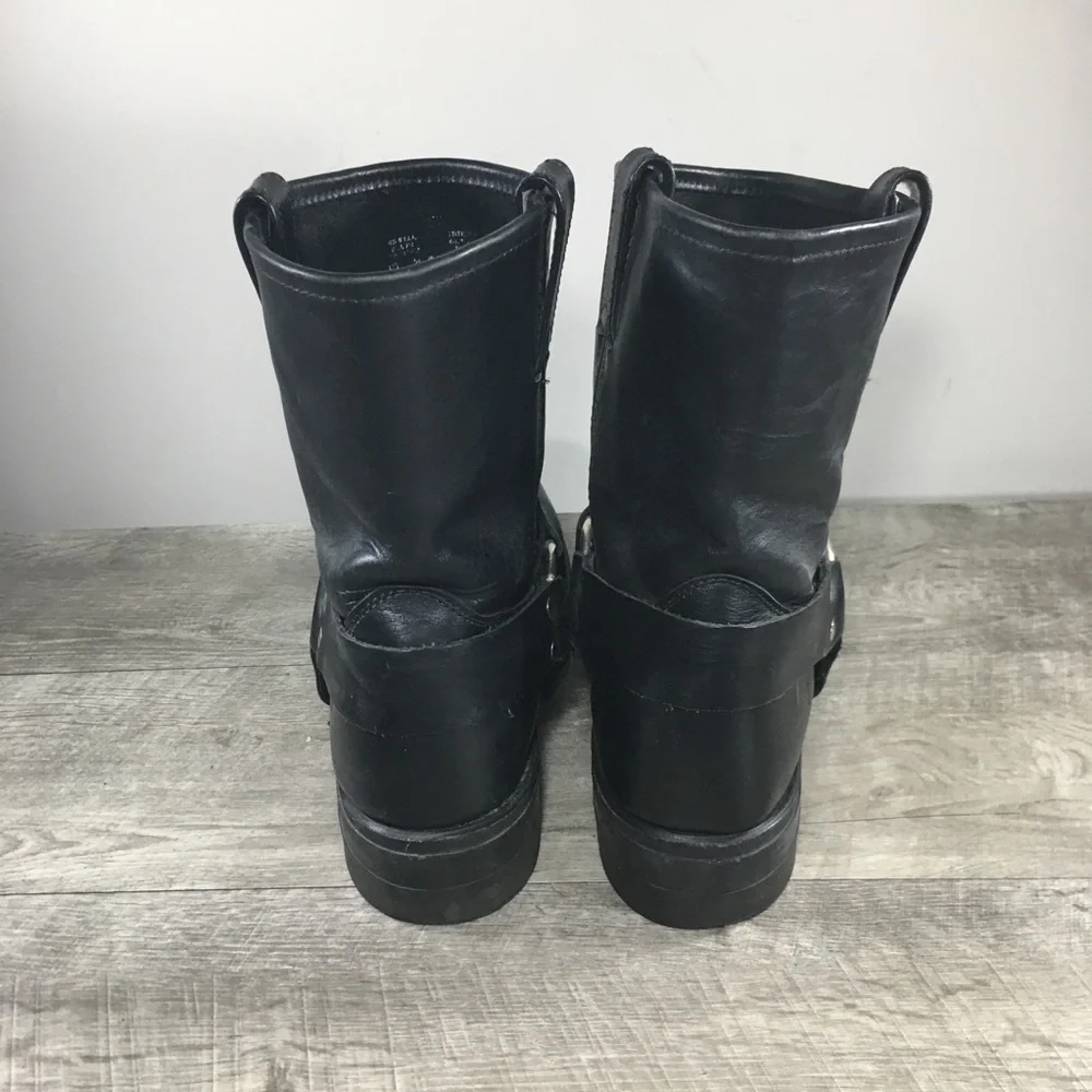Mens Frye 87400 Black Engineer 8R Harness Motorcycle Leather Slip On Boots 12 M